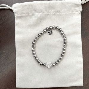 Silver with crystal bead Rustic Cuff bracelet